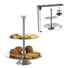 Cake Stand 2 Tier Layer Stainless Steel Round Serving Display Platter Food Rack