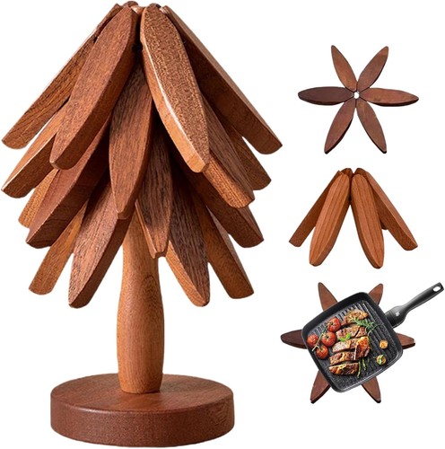 4pcs wooden tree trivet - 4pcs,