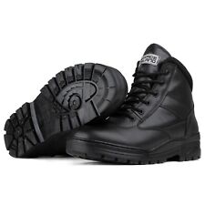 Black All Leather SIDE ZIP Army Patrol Combat Mid Boots Security Military
