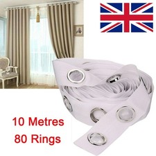 10 Metres Curtain Heading Tape with 80 Round Eyelet Rings for Curtain Blinds UK