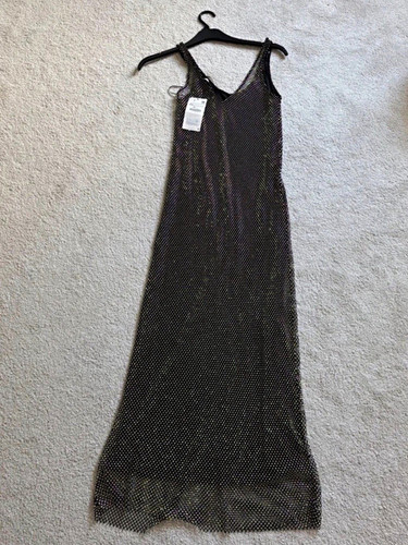 Zara black rhinestone mesh - black,