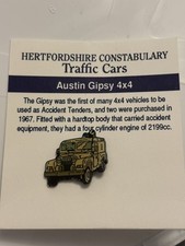 vintage hertfordshire police traffic cars badge carded austin gipsy 4x4
