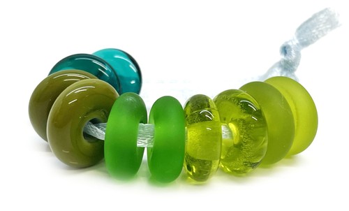 Green color handmade lampwork - green,