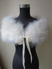 Women Real Ostrich Feather Fur Shrug Shawl Bride Wedding Party Cape Beige
