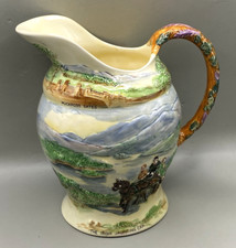 RARER 1930S CROWN DEVON (FIELDINGS) KILLARNEY MUSICAL JUG "JAUNTING CAR" EX. CON