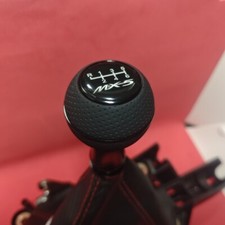 MS BLACK 6 LEATHER NECK SHIFT GEAR KNOB for MAZDA MX-5 SPORT NB NC ND CLUB MIATA