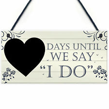 Wedding Countdown I DO Chalkboard Plaque Sign Engagement Gift Fiance Mr & Mrs