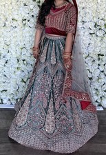 Mongas Gold/Red/Teal Lehenga