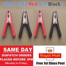 4x Crocodile Clips Alligator Clamps Battery Electrical Test Insulated 100A DIY