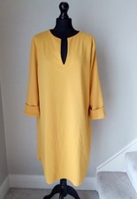 Zara Womens Midi Dress V Neck 3/4 Sleeves Summer Casual Yellow size L