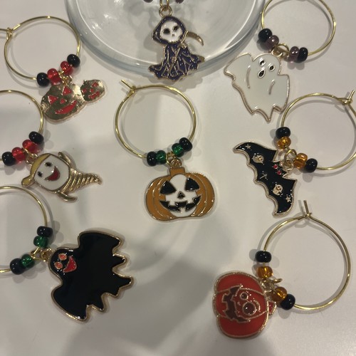 Halloween wine glass - wine, charms