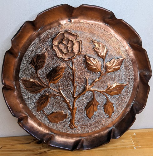 Vintage copper tray rose - vintage,
