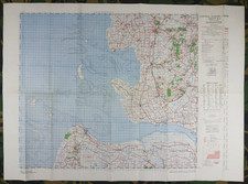 Original WW2 Allied map of GERMANY entitled "CUXHAVEN" (1944) Scale 1:100,000