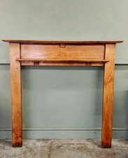 Original Edwardian Antique Solid English Oak Wooden Fireplace Mantle Surround