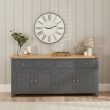 Marbury Slate Grey Painted Extra Large 4 Drawer 4 Door Sideboard - Oak Top SLA67