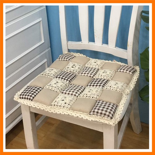 Patchwork chair pad with ties - chair,