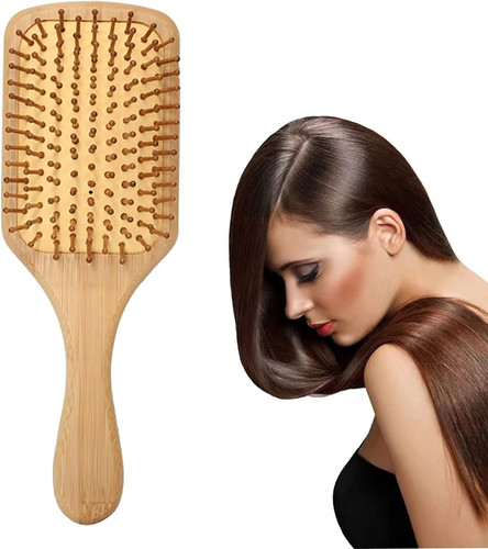 Bamboo paddle hairbrush - bamboo, hair