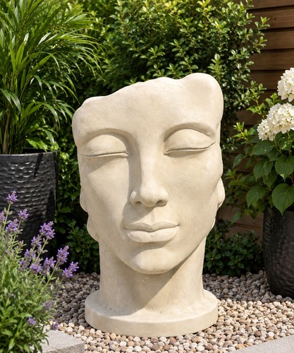 Large cream abstract face - abstract,