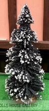 Large Snowy Christmas Pine Tree 8", Dolls House Miniature Xmas Tree, 1.12 Scale