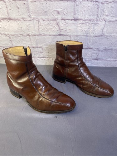 Vintage brown leather - brown, zip