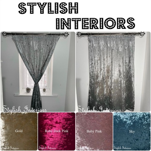 Crushed velvet curtains pair - crushed,