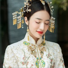 Chinese Bride Xiuhe Headdress Tassel Step Hairpin Headdress Suit Hanfu Headdress