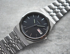 May 1997 Seiko Men's Watch Quartz Day Date Blue Dial Steel Bracelet RARE