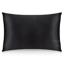100% Mulberry Silk Pillowcase 22 Momme Anti Wrinkle Hair Skin Black UK TRÈSILK