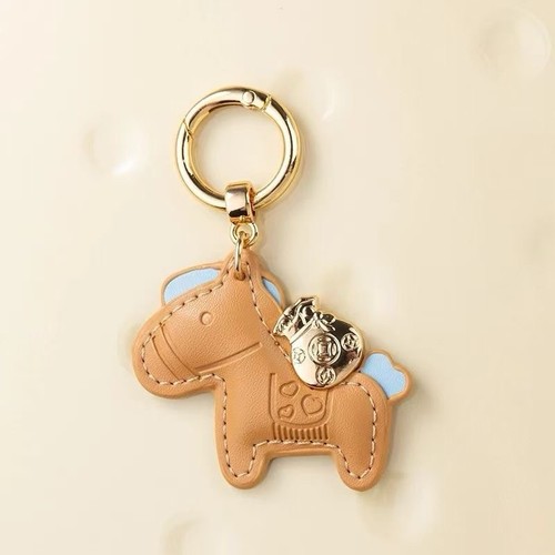 Cute horse leather - leather, keychain