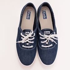 Womens Keds Trainers Champion Eco Denim Indigo Blue Recycled Cotton Ladies