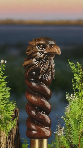 Hand carved eagle head wooden - carved,