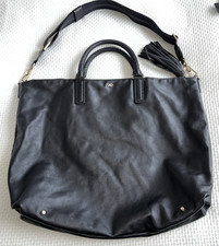 New Anya Hindmarch Huxley Black Leather Maxi Zip Women’s Crossbody Bag Satchel