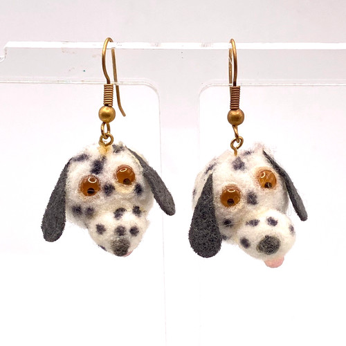Dalmation dog earrings gold