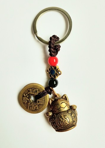 Lucky cat keyring solid - keyring.,