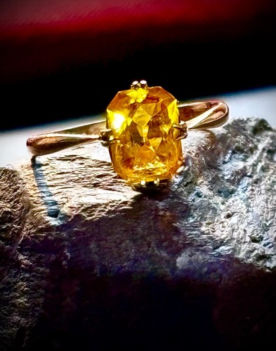 Antique 9ct gold lemon citrine - gold,