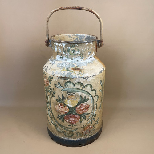 Antique metal milk - antique,