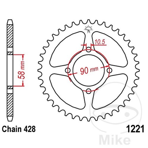 Sprocket teeth pitch 428 - , 42