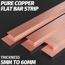 T2 Pure Copper Flat Bar Strip Solid Metal Section Rod Row 5-60mm Thickness