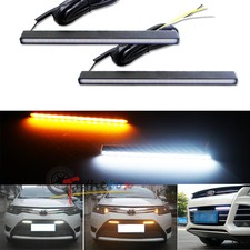 2 Ultra Slim Switchback White/Amber LED DRL Daytime Running Lights Fog Lamps Kit