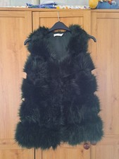 Vera & Lucy Women'sdark Green Faux Fur Gilet Bodywarmer Size S UK 8 Worn Once