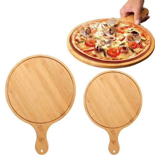 Wooden round pizza - pizza, paddle