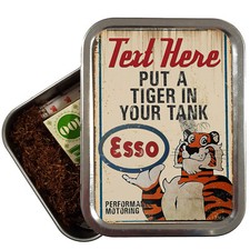 Personalised Esso Tiger Tobacco Tin Garage Car Mechanic Retro Baccy 2oz OC21
