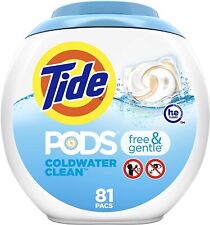 Tide Pods Liquid Laundry Detergent Capsules Pacs Free and Gentle 81 Load