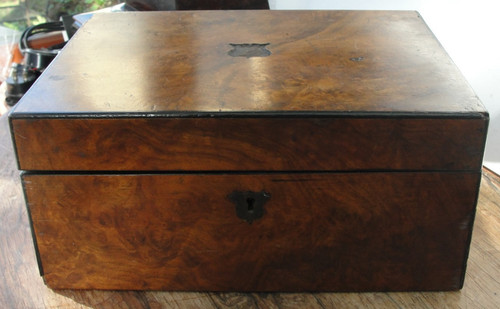 Victorian burr walnut writing - victorian,