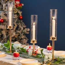 Set of 3 Clear Glass Candle