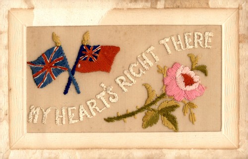 Ww1 embroidered silk postcard - embroidered,