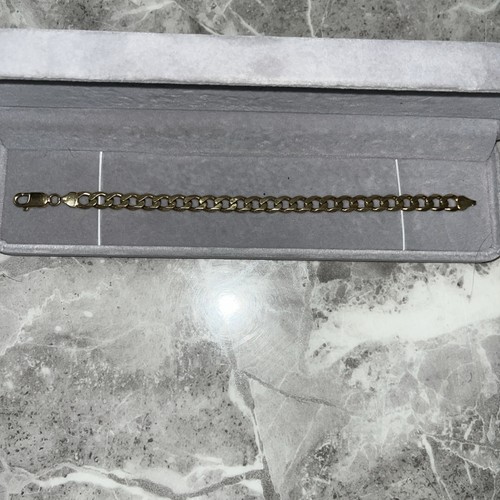 9ct gold curb bracelet - gold, 15.5