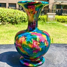 5.59LB  Rainbow Crystal Vase - Stunning Multicolor Collectible Home Decor