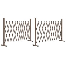 Outsunny Set of 2 Aluminium Alloy Garden Fence Foldable Picket Fence, Brown