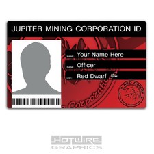 PERSONALISED Printed Novelty ID- RED DWARF Jupiter Mining Corp Card FILM & TV